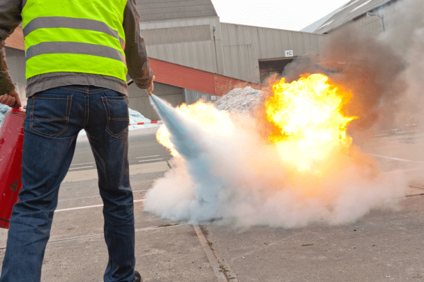 Fire extinguisher in industrial factory